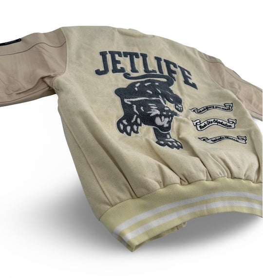 Jet Life Varsity Jacket "In-Season EDITION" [Bone/Cream]