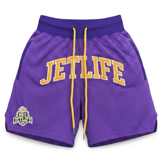 Jet Life "2nd ROUND" BASKETBALL SHORTS (PURPLE/GOLD)