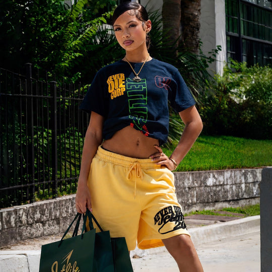 JET LIFE "NEVER DIE CORP" FLEECE SHORTS [BUTTER]