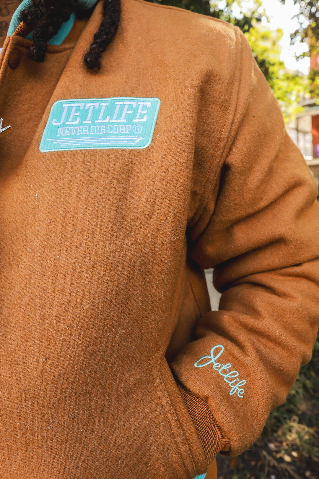 JET LIFE "LIFER" WOOL JACKET [BROWN/TEAL]
