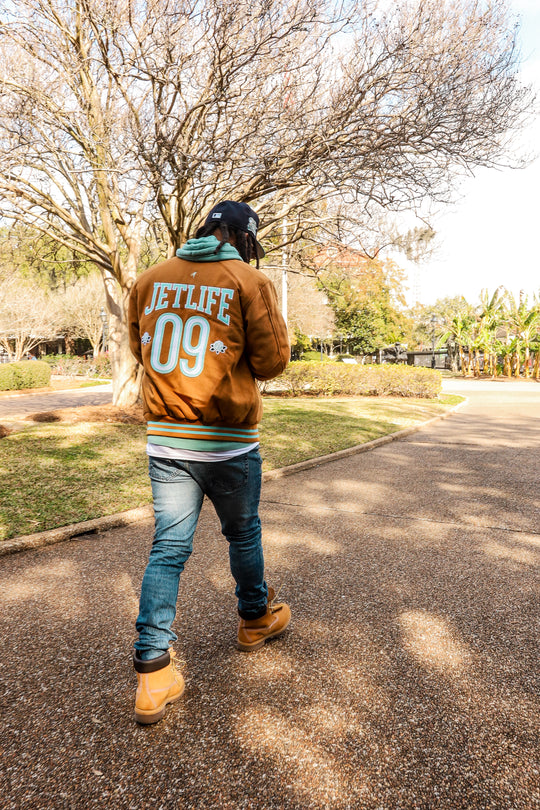 JET LIFE "LIFER" WOOL JACKET [BROWN/TEAL]