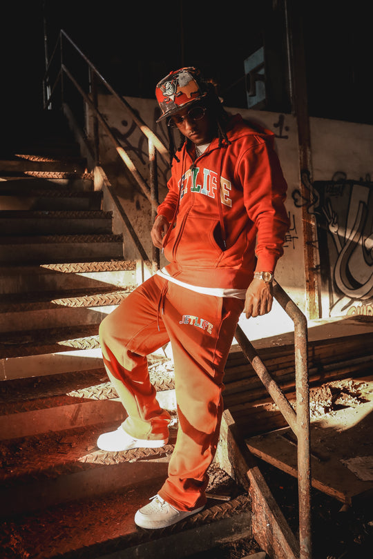 JET LIFE "WORLDS FRESHEST" ZIP UP HOODIE [RUST]