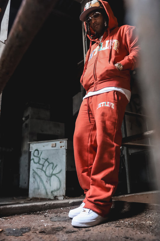 JET LIFE "WORLDS FRESHEST" ZIP UP HOODIE [RUST]
