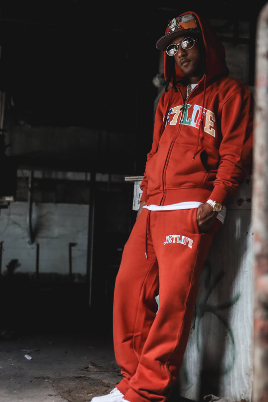 JET LIFE "WORLDS FRESHEST" ZIP UP HOODIE [RUST]