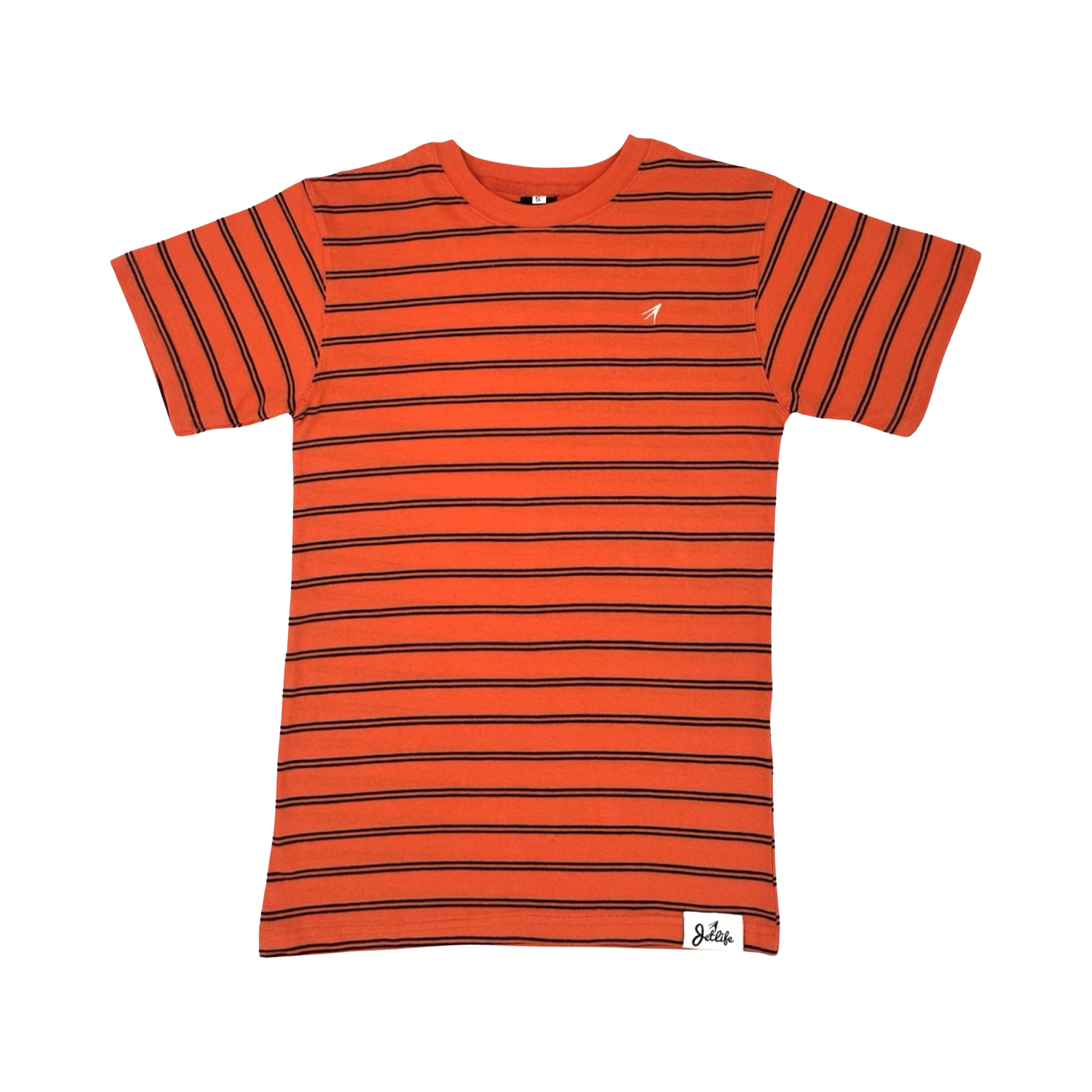 Orange and black striped t shirt best sale