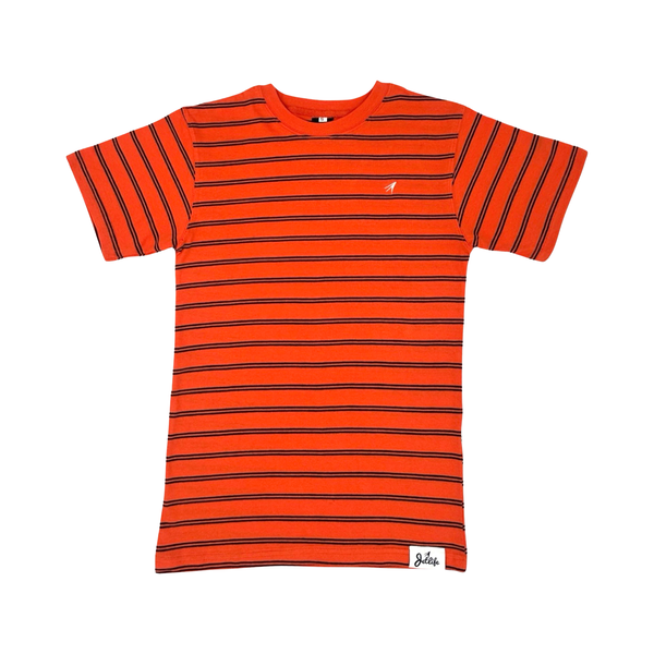 Orange and black striped t deals shirt