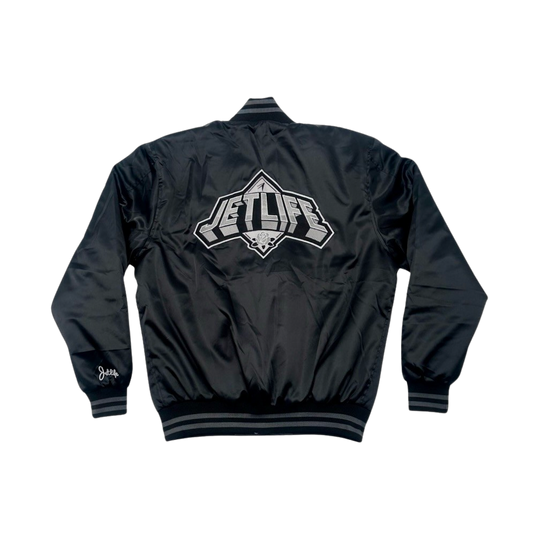 JET LIFE "DIAMOND" SATIN JACKET [BLACK]