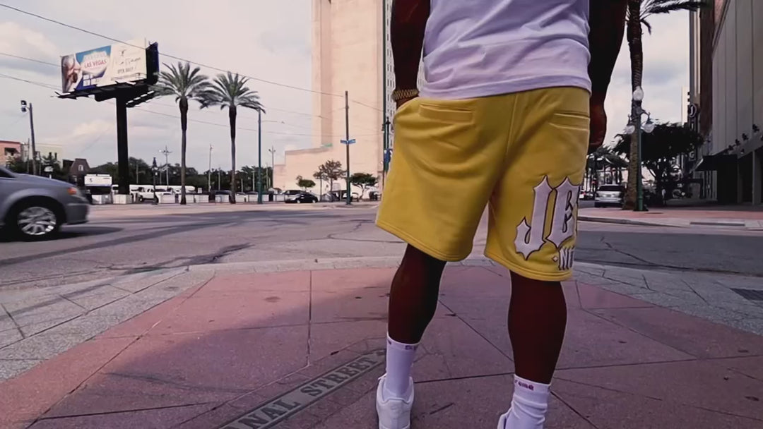 JET LIFE "EVL PUFF" FLEECE SHORTS [YELLOW]