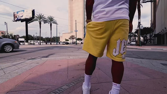 JET LIFE "EVL PUFF" FLEECE SHORTS [YELLOW]