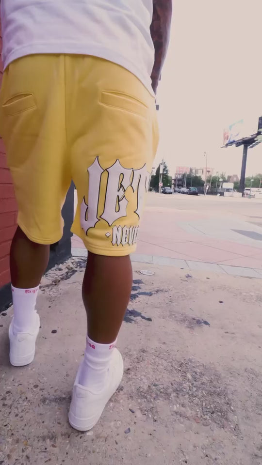 JET LIFE "EVL PUFF" FLEECE SHORTS [YELLOW]