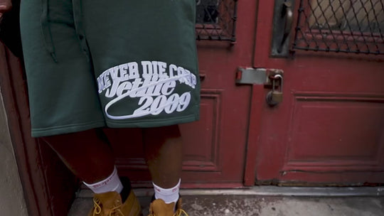 JET LIFE "NEVER DIE CORP" FLEESE SHORTS [FOREST]