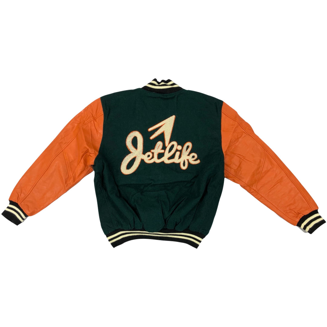 Jet Life Varsity Jacket "Limited Edition" [GREEN/ORANGE]