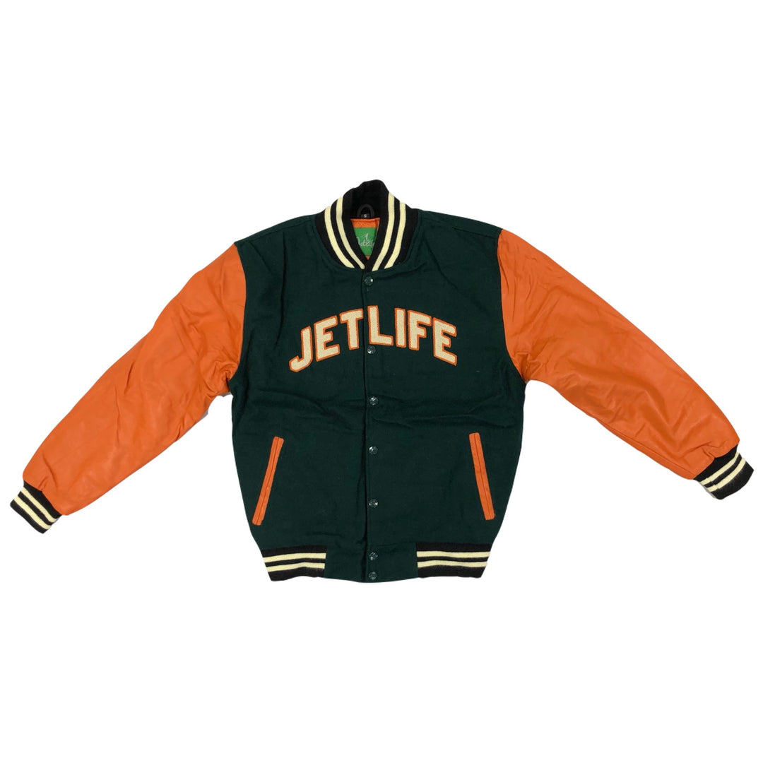 Jet Life Varsity Jacket "Limited Edition" [GREEN/ORANGE]