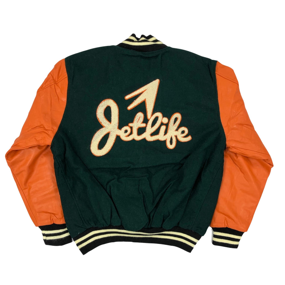 Jet Life Varsity Jacket "Limited Edition" [GREEN/ORANGE]