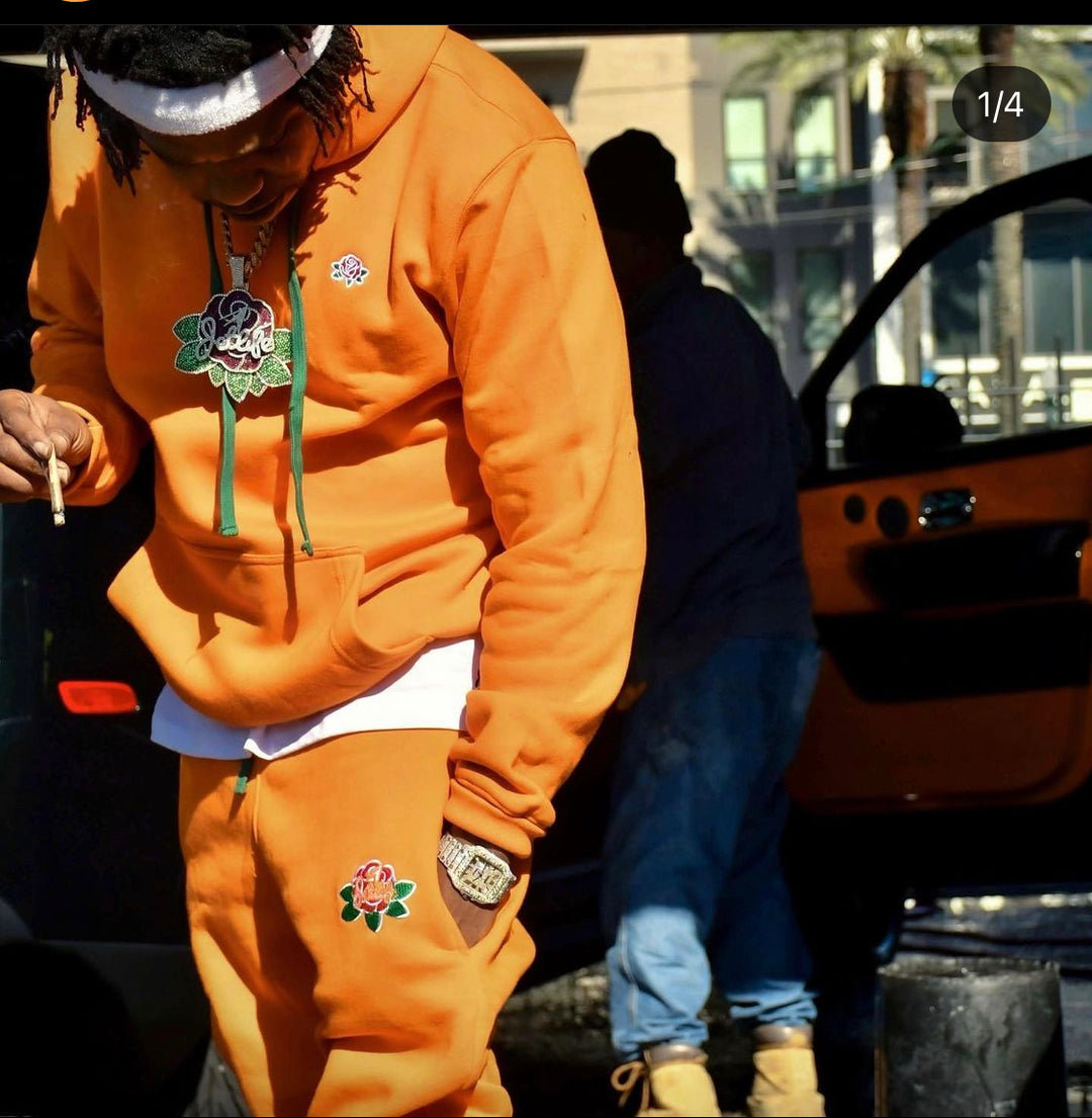 JET LIFE "ROSES" SWEATPANTS [Tangerine]