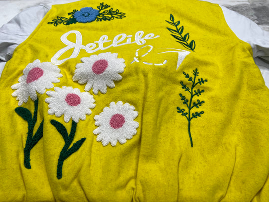 Jet Life Letterman Jacket "Give Me My Flowers" [DISTORTED YELLOW/WHITE]