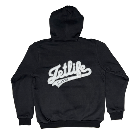 JET LIFE VARSITY HEAVY WEIGHT HOODIE [BLACK]