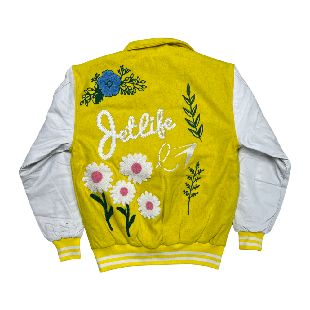 Jet Life Letterman Jacket "Give Me My Flowers" [DISTORTED YELLOW/WHITE]