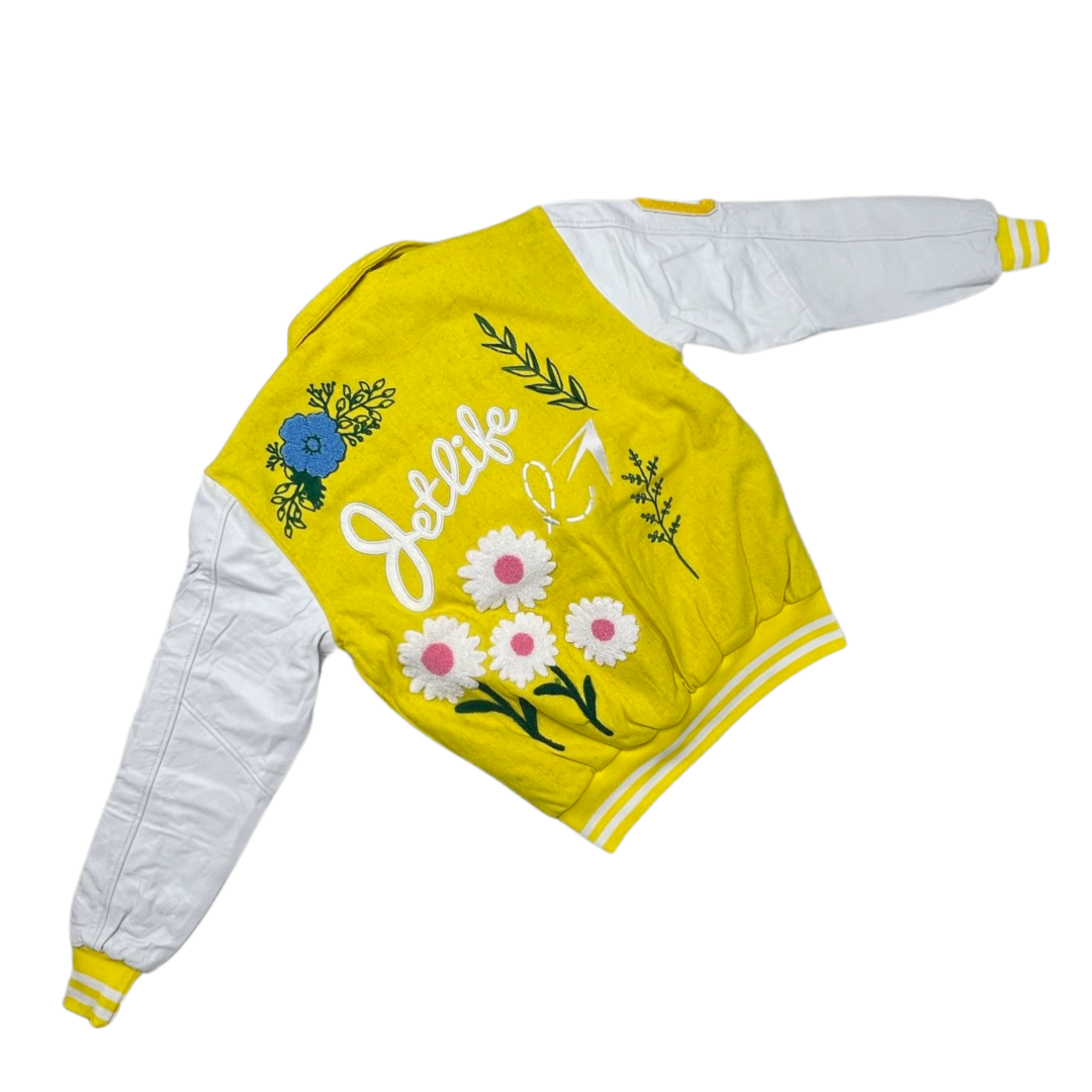 Jet Life Letterman Jacket "Give Me My Flowers" [DISTORTED YELLOW/WHITE]