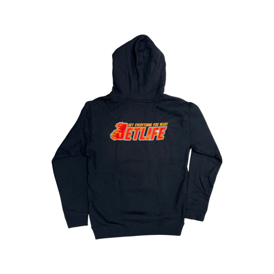 JET LIFE "FLAMES" HOODIE [BLACK]